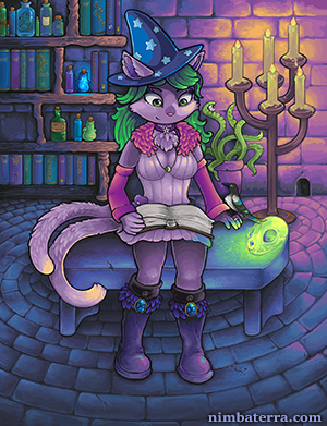 Alchemist Emerey the Cat in her Study by Tacoma