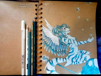 A traditional pencil piece of Tacoma catching falling stars.