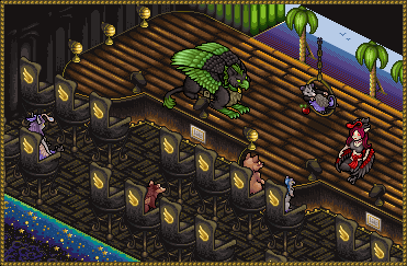 Several patrons watching a show on the stage