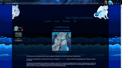 A screenshot of the new redesigned Cloud Tiger Productions website
